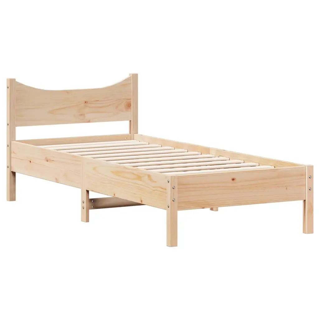 Single Bed Frame Slatted Base Solid Wood Pine 92x187 cm Brown