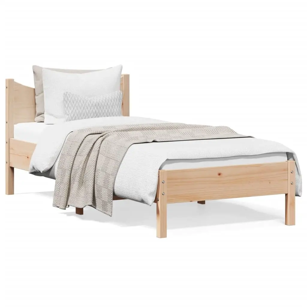 Solid Wood Pine Bed Frame 90x190 cm Brown Bedroom Furniture Wooden Slats