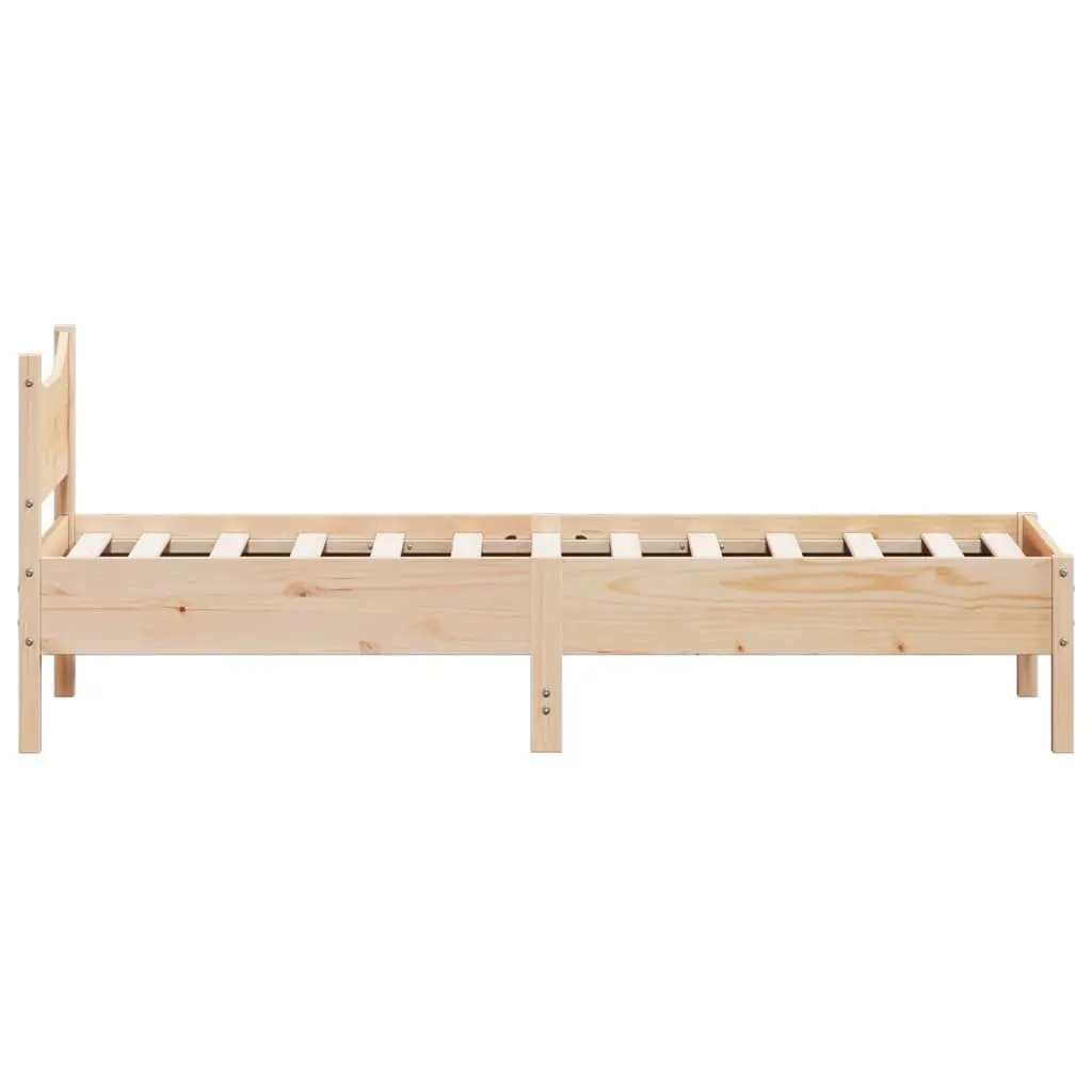 Solid Wood Pine Bed Frame 90x190 cm Brown Bedroom Furniture Wooden Slats