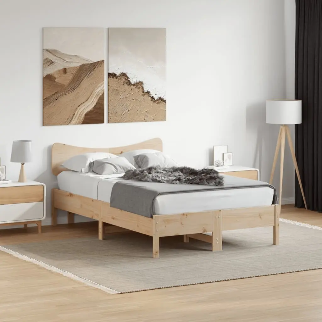 Wooden Headboard 135 cm Solid Pine Wood Bedroom Bed Frame Back Support Brown