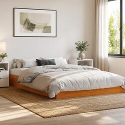 Brown Solid Wood Bed Frame 150x200 cm