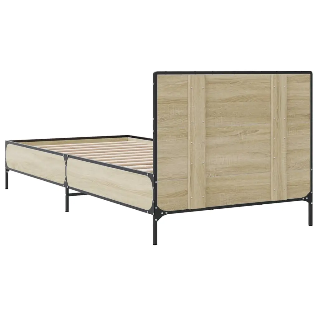 Bed Frame Comfort 90x190cm Brown Wooden Slats Headboard