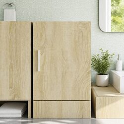 Wall-Mounted Cabinet with Brown Engineered Wood Finish
