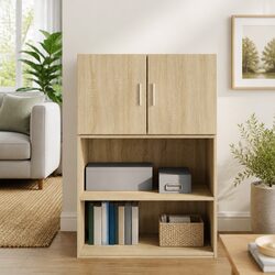 Wall-Mounted Sonoma Oak Brown Storage Cabinet