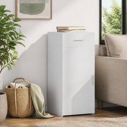 White Engineered Wood Sideboard with Drawer and Door
