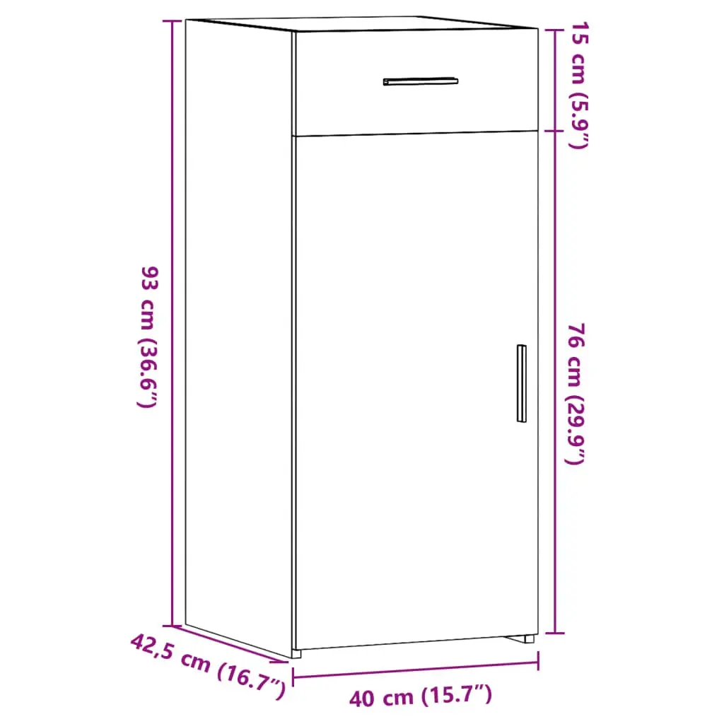 Sideboard Brown Engineered Wood Storage Drawer Door Cupboard 40 x 42.5 x 93 cm