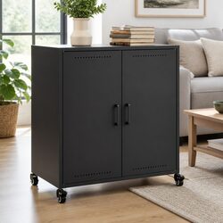Black Storage Cabinet Sideboard Made from Steel
