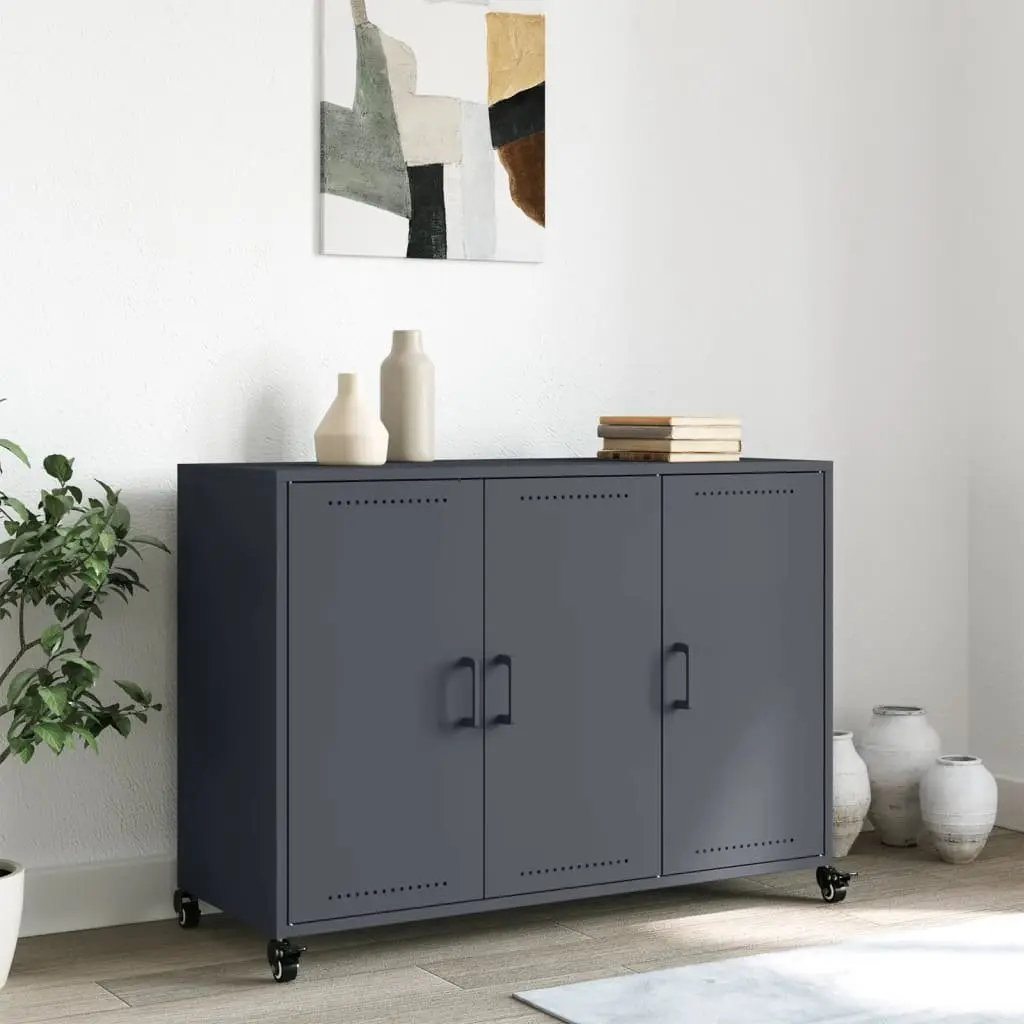 Sideboard Storage Cabinet with Wheels Anthracite 100.5 x 39 x 72 cm
