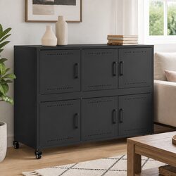 Durable Black Storage Cabinet Sideboard 100.5x39x72 cm
