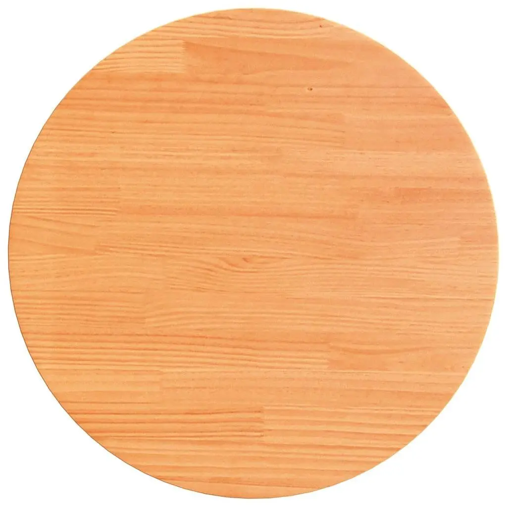 Round Wooden Table Top Solid Pine Wood Brown 50 cm
