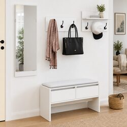 4 Piece Hallway Storage Set with Bench and Coat Racks