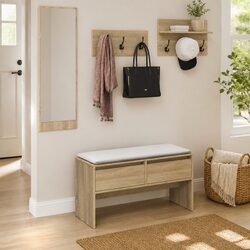 Functional Hallway Storage Bench and Coat Rack Set