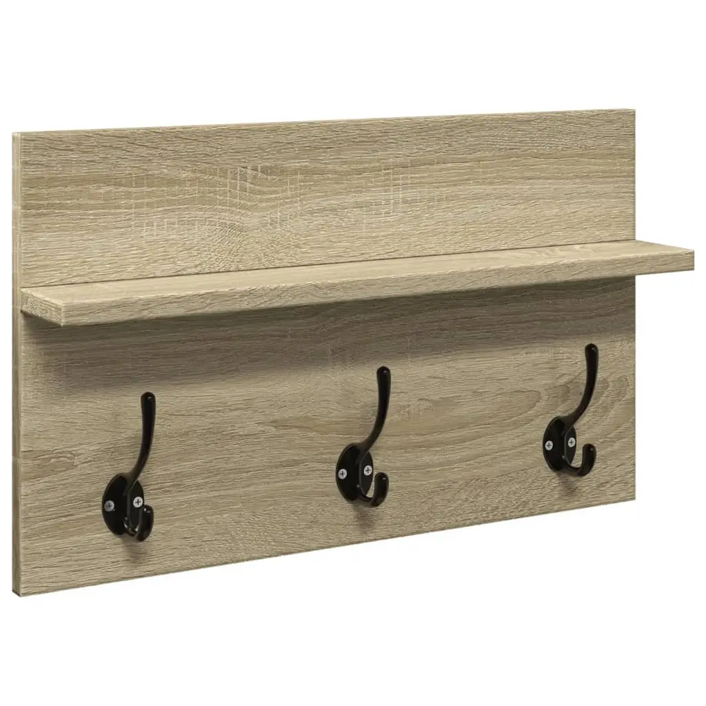Hallway Furniture Set Storage Bench with Mirror and Coat Hooks Brown