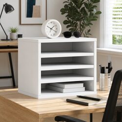 Compact White Desk Organiser with Compartments
