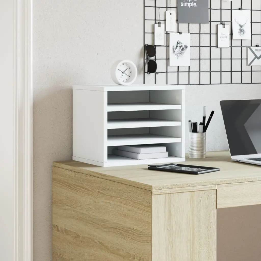 Desk Organiser Compact White Office Storage Filing Accessories 36 x 26 x 29.5 cm