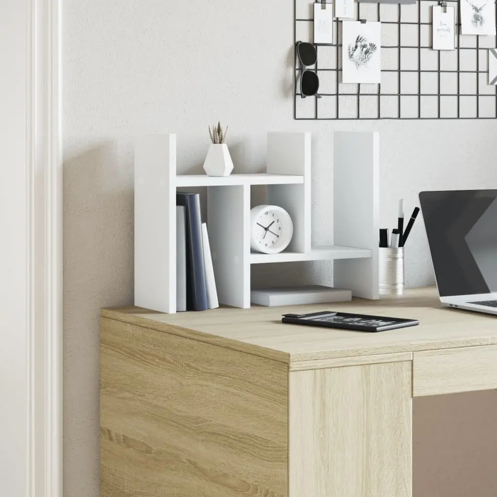 Desk Organiser Adjustable White 34.5x15.5x35.5 cm Engineered Wood Storage Shelf