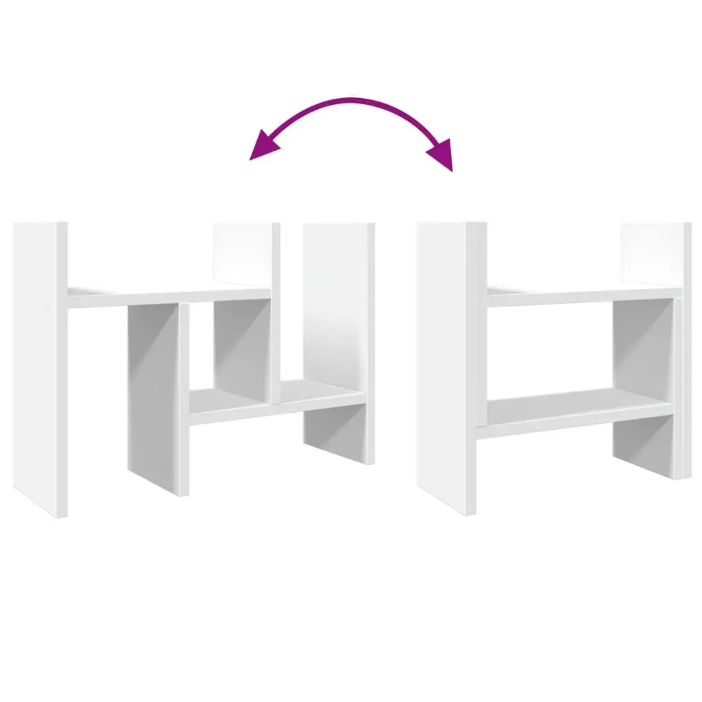 Desk Organiser Adjustable White 34.5x15.5x35.5 cm Engineered Wood Storage Shelf