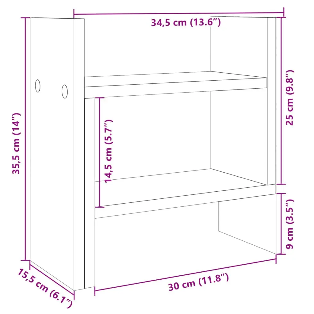 Desk Organiser Adjustable White 34.5x15.5x35.5 cm Engineered Wood Storage Shelf