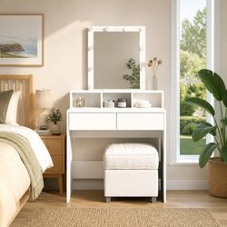 White Dressing Table with LED Lighting Specifications