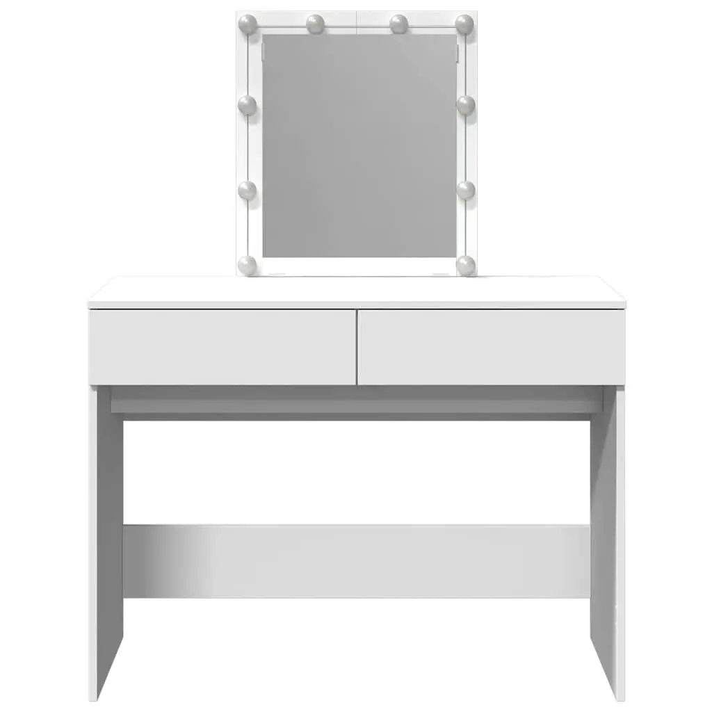 Dressing Table with LED Mirror 2 Drawers White