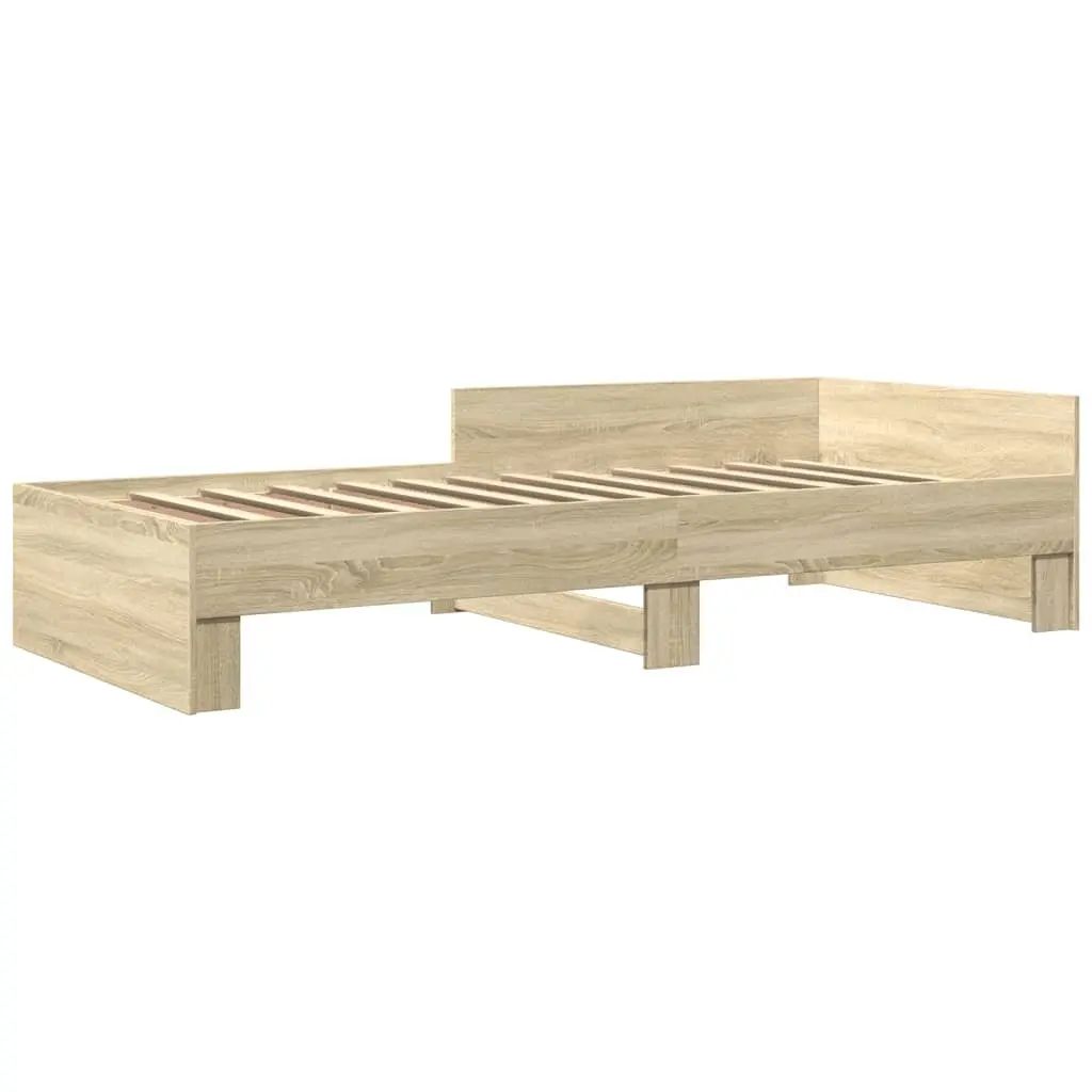 Bed Frame Slatted Base 90x190 cm Brown Sonoma Oak Engineered Wood