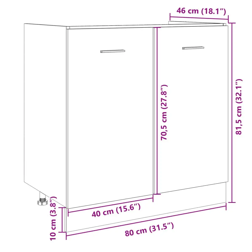 Bottom Kitchen Cabinet Engineered Wood Storage Unit with Doors Brown