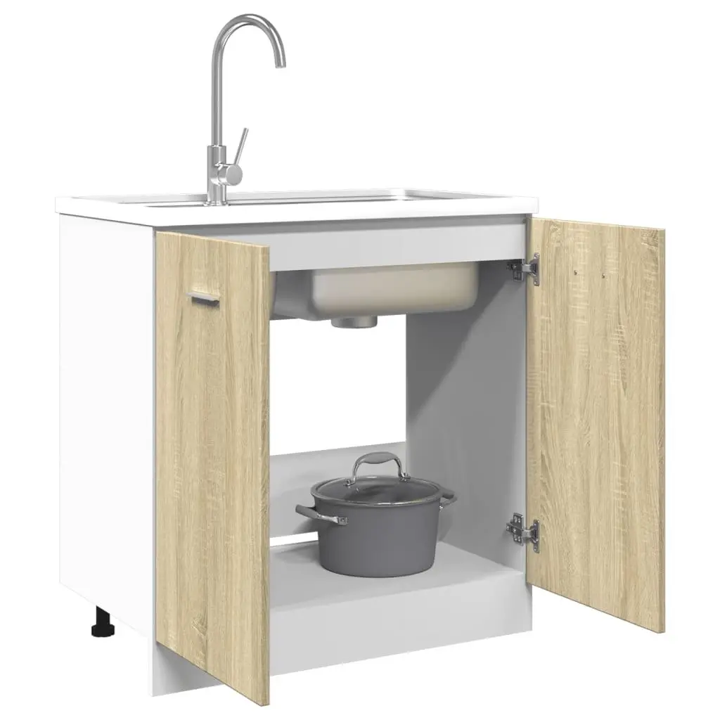 Bottom Kitchen Cabinet Engineered Wood Storage Unit with Doors Brown
