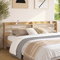 Solid Pine Wood Headboard with Three Storage Shelves