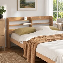 Freestanding Headboard with Storage Shelves 150cm
