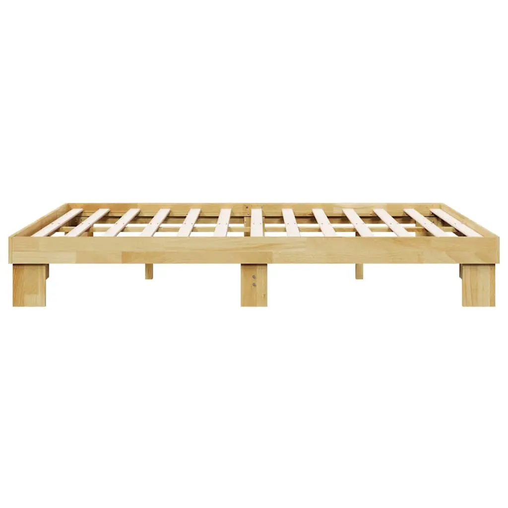 Solid Wood Bed Frame Slatted Base 135x190 cm Brown