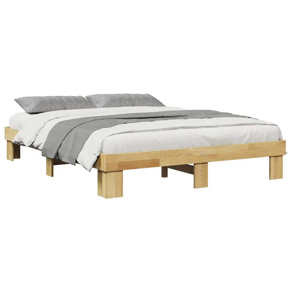 Solid Wood Bed Frame Slatted Base 135x190 cm Brown