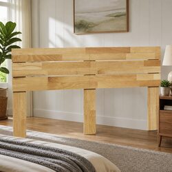 160 cm Brown Headboard in Solid Oak Wood Construction