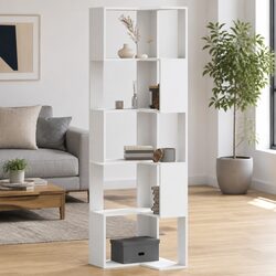 5-Tier Corner Bookcase in White, Engineered Wood Construction