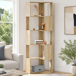 Sonoma Oak 5-Tier Corner Bookcase with Engineered Wood
