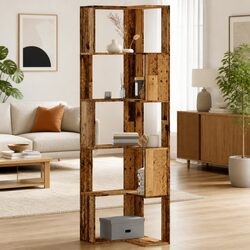 Brown Corner Bookcase 5-Tier Engineered Wood Unit