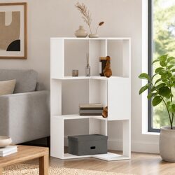 Corner Bookcase 3-Tier Engineered Wood Storage Shelf White