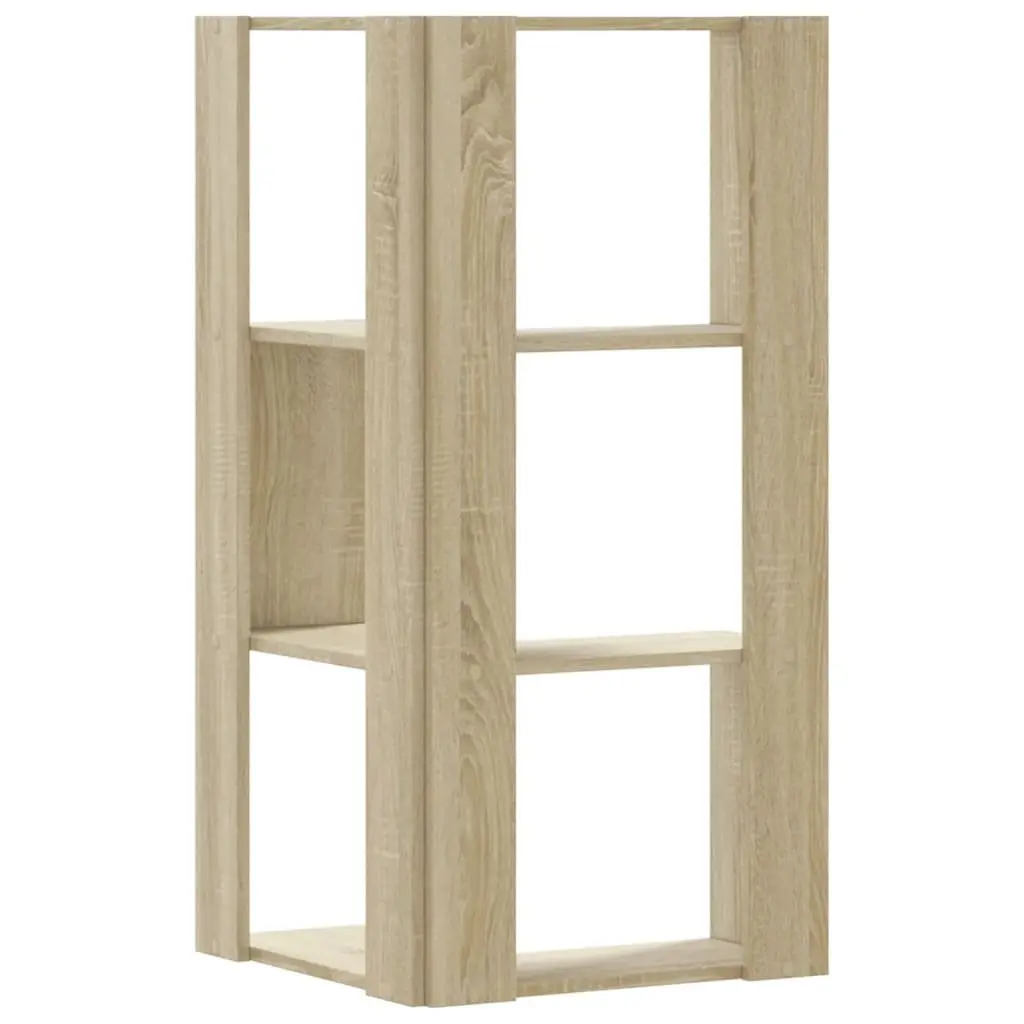 Corner Bookcase Compact 3-Tier Storage Shelf Brown