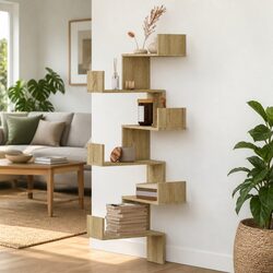 Wall Corner Shelf in Sonoma Oak Brown 45x45x147cm