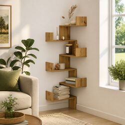 Wall Corner Shelf Engineered Wood Brown 45x45x147cm