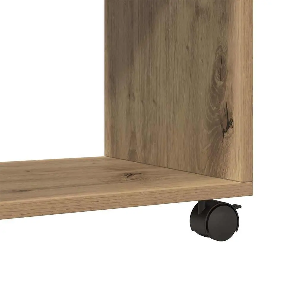 Rolling Cabinet Brown Engineered Wood Storage Unit with Swivel Wheels Casters