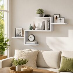 Engineered Wood White Floating Wall Shelf 104x15x49cm