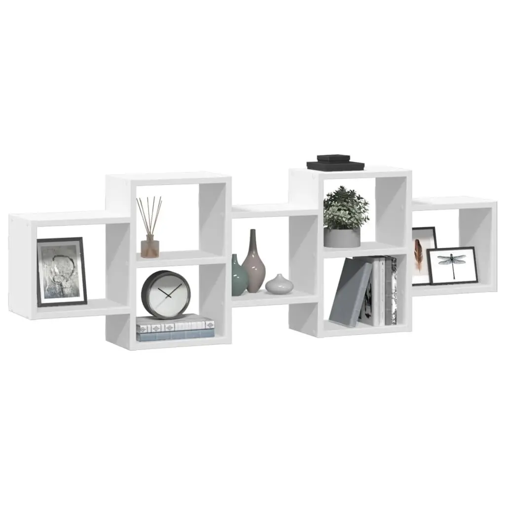 Wall Shelf Floating Organiser White Engineered Wood 129x18x42cm