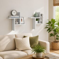 Floating Storage Wall Shelves 2 pcs White 38x12x38 cm