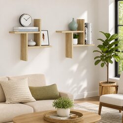 Floating Wall Shelves in Sonoma Oak - 2 pcs