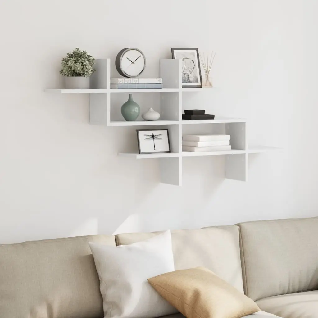 Wall Shelf Space-saving White Floating Storage Unit Engineered Wood 124.5 x 18 x 60.5 cm