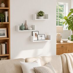 Floating Display Shelves Set of 3 in White