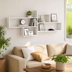 Engineered Wood Wall Shelf in White Finish