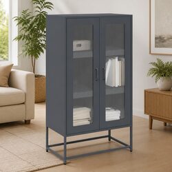 Steel Highboard Storage Cabinet with Anthracite Finish