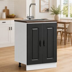 Engineered Wood Sink Base Cabinet Black 60x46x81.5cm
