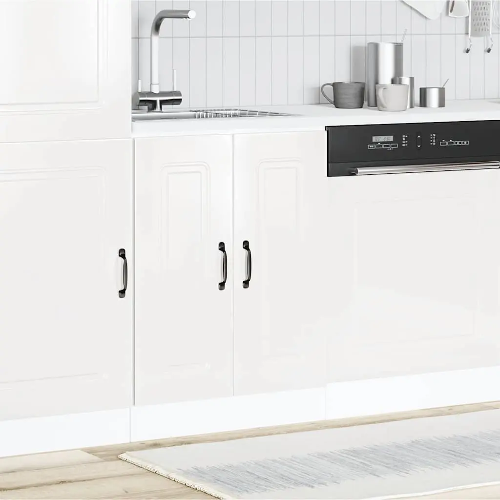 White Engineered Wood Sink Base Cabinet for Kitchen Storage with Concealing Doors 60x46x81.5cm